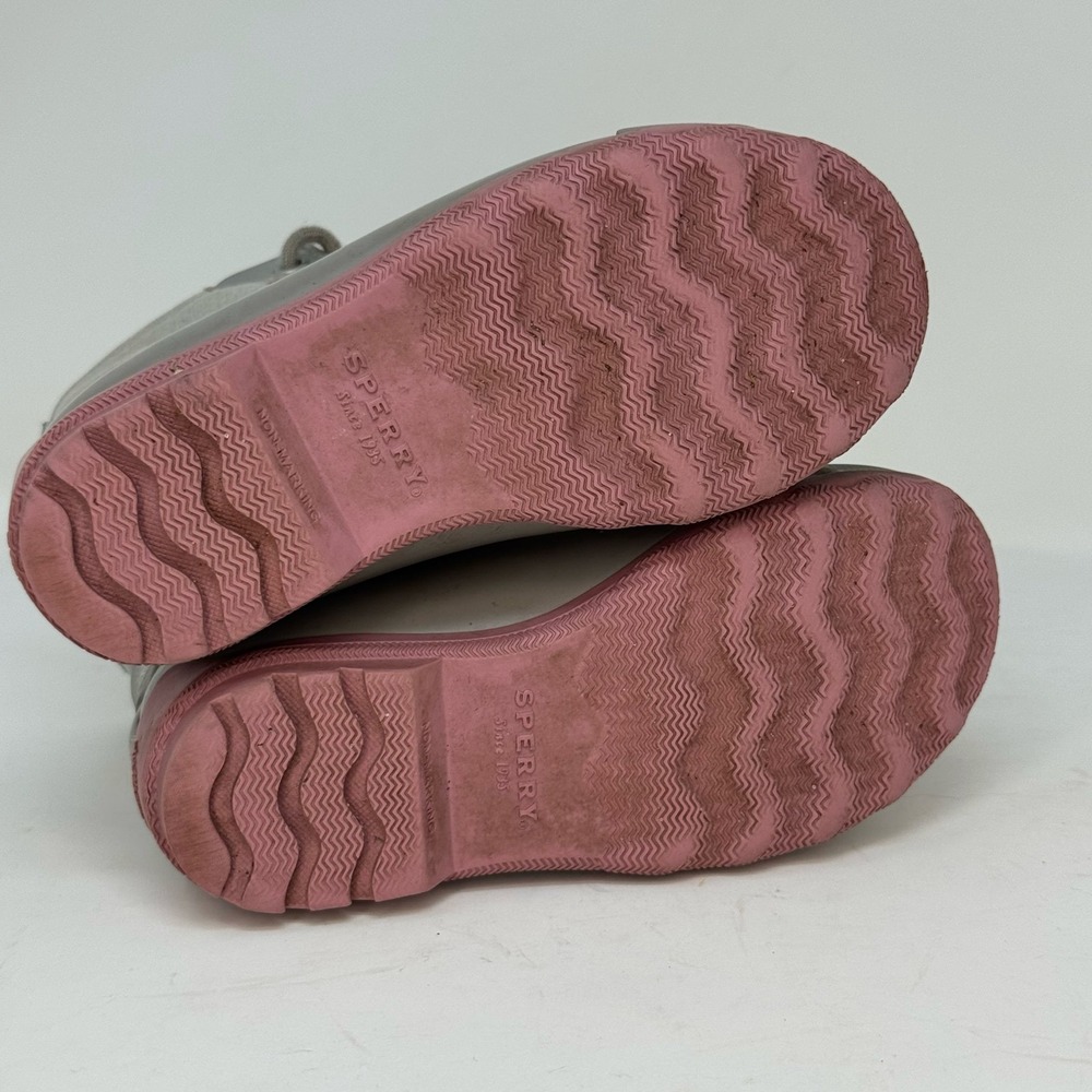 Sperry Port Boot‎ Girls Gray Pink Duck Rain Winter Casual Boots Kids Size 10M - Picture 7 of 7
